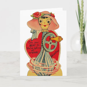 Vintage Ägg Beater Valentine Greeting Card Helgkort