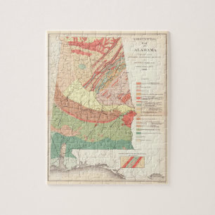 Vintage Agricultural Karta of Alabama (1882) Pussel