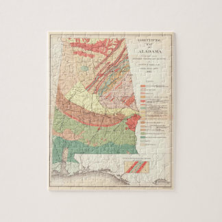 Vintage Agricultural Karta of Alabama (1882) Pussel