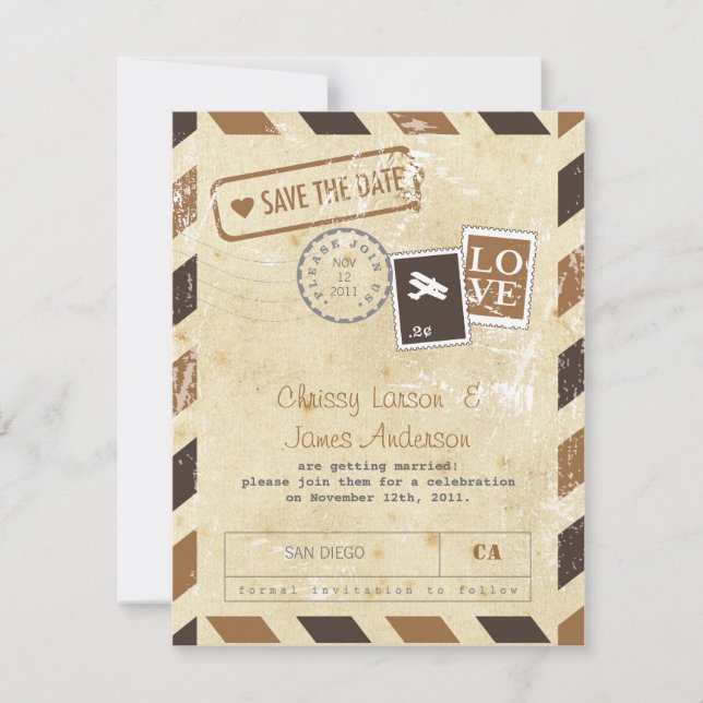 Vintage Air Mail-kort Spara Datum Datumet (Framsida)
