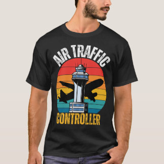 Vintage Air Traffic Controller Retro Sunset T Shirt