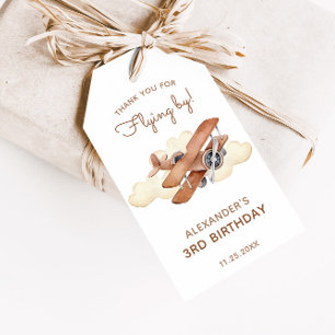 Vintage Aircraft Biplane Boy's Birthday Favor Gift Presentetikett