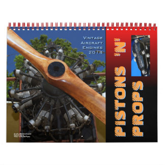 Vintage Aircraft Engines i mitten av storlek 2014 Kalender