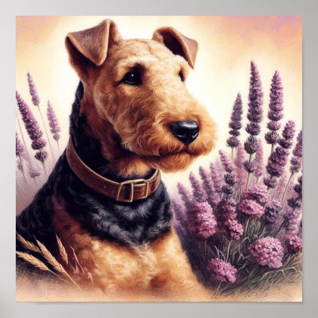 Vintage Airedale Terrier Painting Poster (Framsidan)