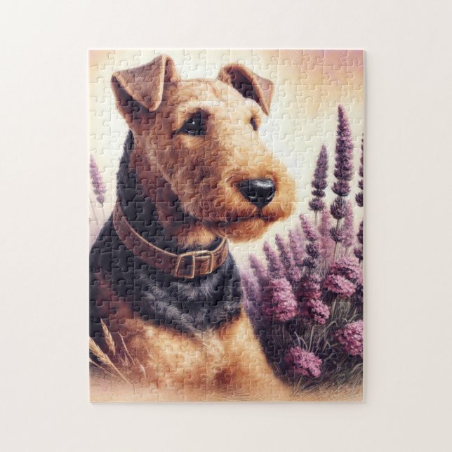 Vintage Airedale Terrier Painting Pussel (Vertikal)