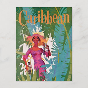 Vintage Airline Caribbean Travel Vykort