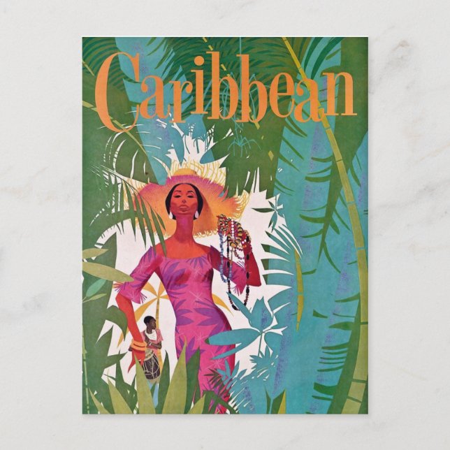 Vintage Airline Caribbean Travel Vykort (Framsida)