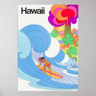 Vintage Airline Hawaii Travel Poster