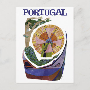 Vintage Airline Portugal Travel Vykort