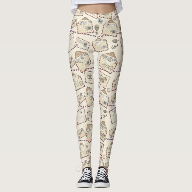 Vintage Airmail-äventyr (3) Leggings (Framsida)