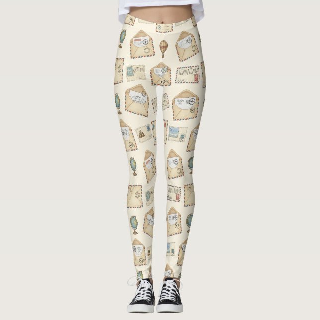 Vintage Airmail-äventyr (4) Leggings (Framsida)