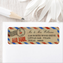 Vintage Airmail Bröllop Collection Returadress Etikett