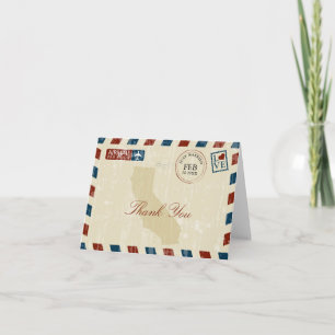 Vintage Airmail California Bröllop Tack Kort