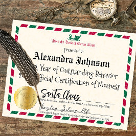 Vintage Airmail Jultomten Nice-certifikat