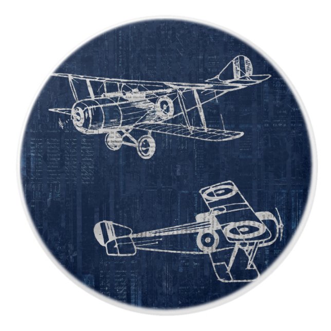 Vintage Airplan Art Newspaper Text & Script Stil Knopp (Framsidan)