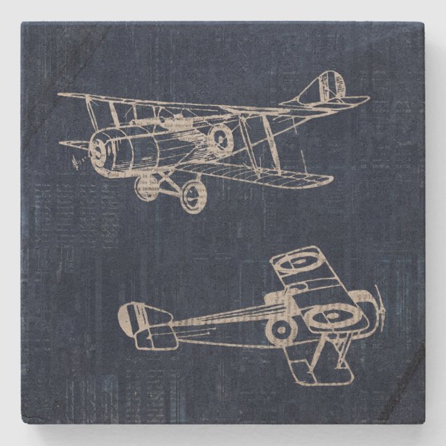 Vintage Airplan Art Newspaper Text & Script Stil Stenunderlägg (Framsidan)