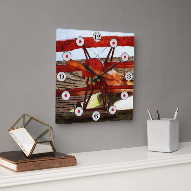 Vintage Airplan av Shirley Taylor Fyrkantig Klocka (Kontor)