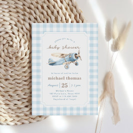 Vintage Airplan Boy Baby Shower Inbjudningar