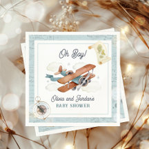 Vintage Airplan Boy Travel Baby Shower