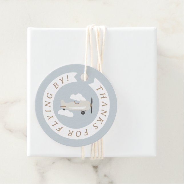 Vintage Airplan Boys Birthday Tack Gåvor Etiketter (På plats)