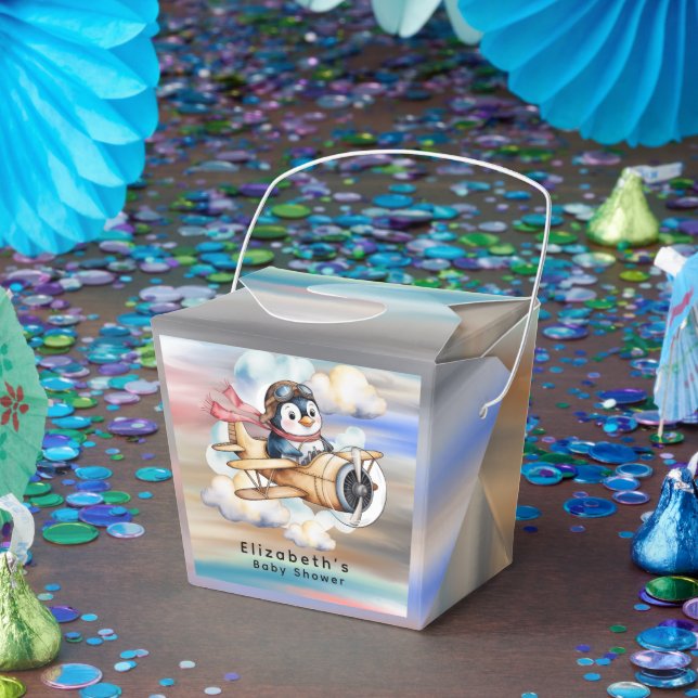Vintage Airplane Penguin Boy Baby Shower  Presentaskar (Part)