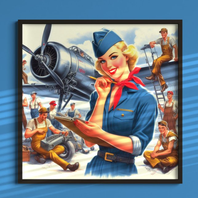 Vintage Airplane Pin-up Poster (Skapare uppladdad)
