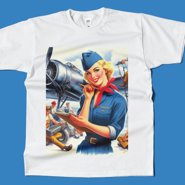 Vintage Airplane Pin-up T Shirt (Skapare uppladdad)