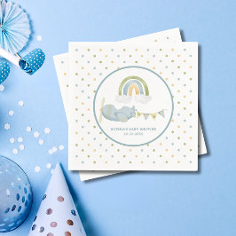 Vintage Airplane Rainbow Clouds Boy Baby Shower  Pappersservett