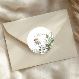 Vintage Airplane Teddy Bear Baby Shower Runt Klistermärke