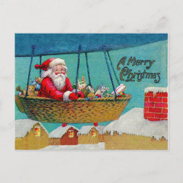 Vintage Airship jultomte Helg Vykort