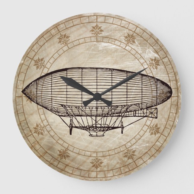Vintage Airship Stor Klocka (Framsida)