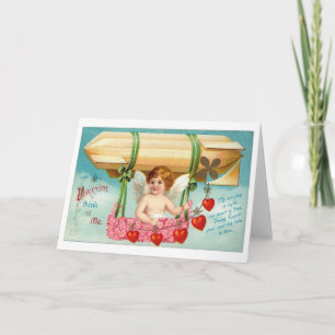 Vintage Airship Valentine Greeting Card Helgkort