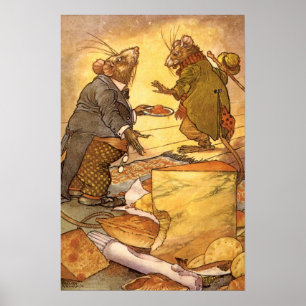 Vintage Aisopos fabel, Landsmus, Stadsmus Poster
