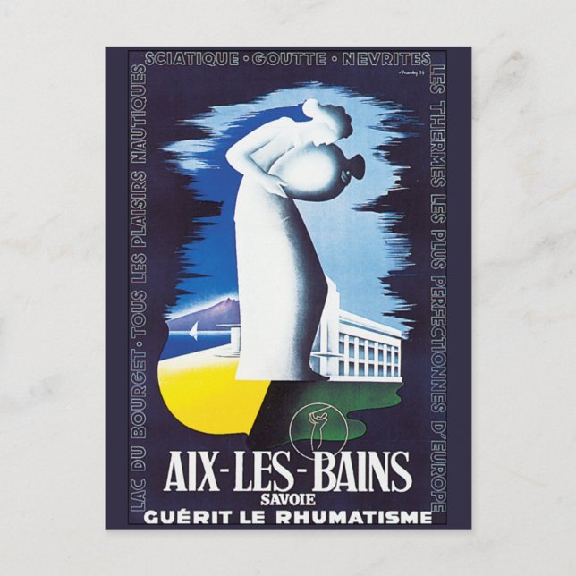 Vintage Aix-Les-Bains Vykort (Framsida)