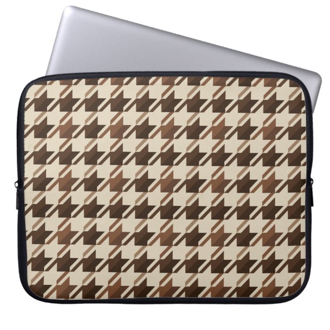 Vintage Akademia Brown Houndstooth Laptop Fodral (Framsidan)