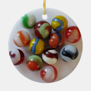 Vintage Akro Agate Corkskruv Glass Marbles Julgransprydnad Keramik