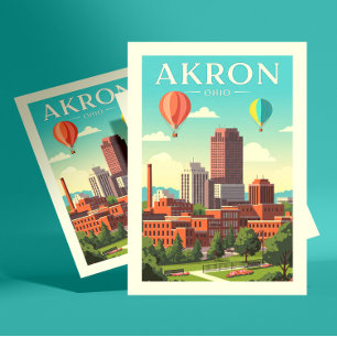 Vintage Akron Ohio Vykort