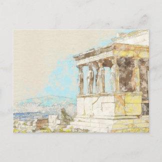 Vintage Akropolis, Aten, GREKLAND Vykort