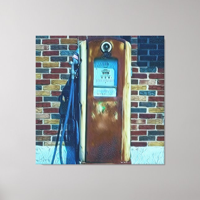 Vintage Akrylutskrift av gaspump Canvastryck (Framsida)