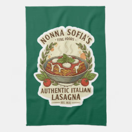 Vintage Äkta Italiensk Lasagne Etikett Kökshandduk