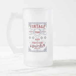 Vintage Äkta Kvalitet Åldras - prefektion födelsed Frostat Ölglas