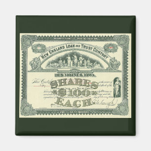 Vintage-aktiebrev Affärsfinansiering Magnet