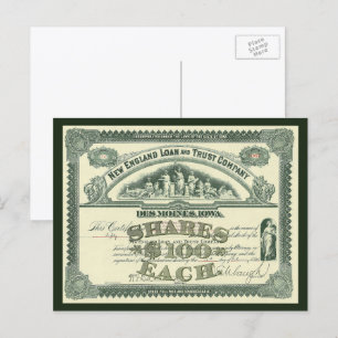 Vintage-aktiebrev Affärsfinansiering Vykort