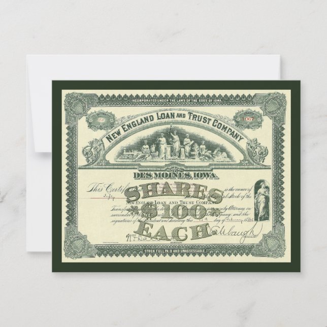 Vintage aktiekapitalcertifikat affärsfinans (Framsida)