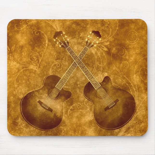 Vintage Akustiska Gitarrer Musmattor (Framsidan)