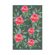 Vintage akvarell Blomma Blommig Konst rosa peonior