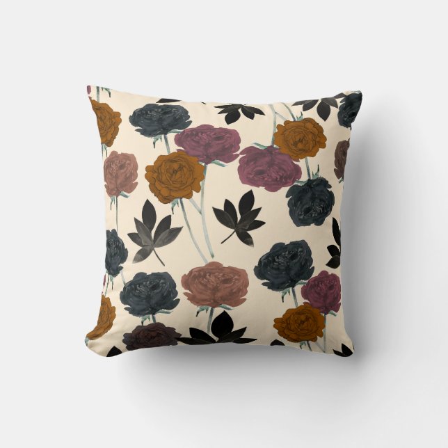 Vintage akvarell Djärvt höstblommor Kudde (Framsida)