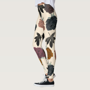 Vintage akvarell Djärvt höstblommor Leggings
