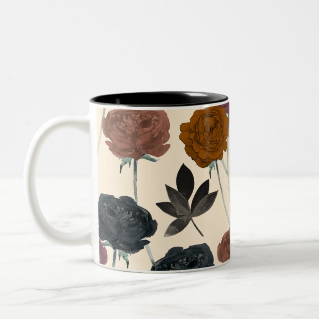 Vintage akvarell Djärvt höstblommor Två-Tonad Mugg (Vänster)