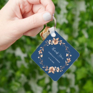 Vintage akvarell roséguld tusensköns- blommig bota nyckelring